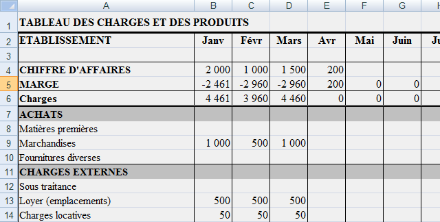 Modèle d'un budget prévisionnel 